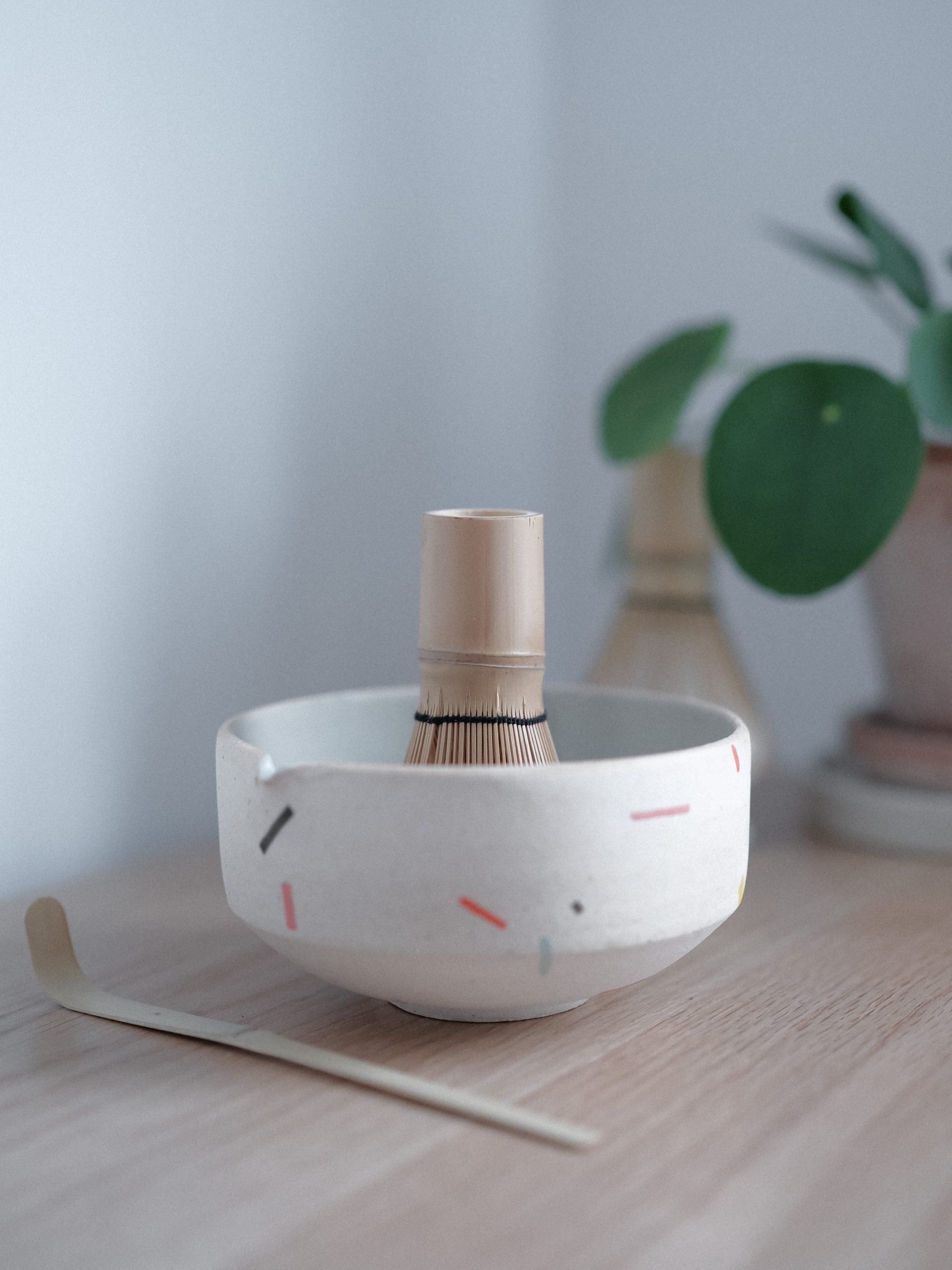 Bamboo Whisk + Scoop + Holder Set