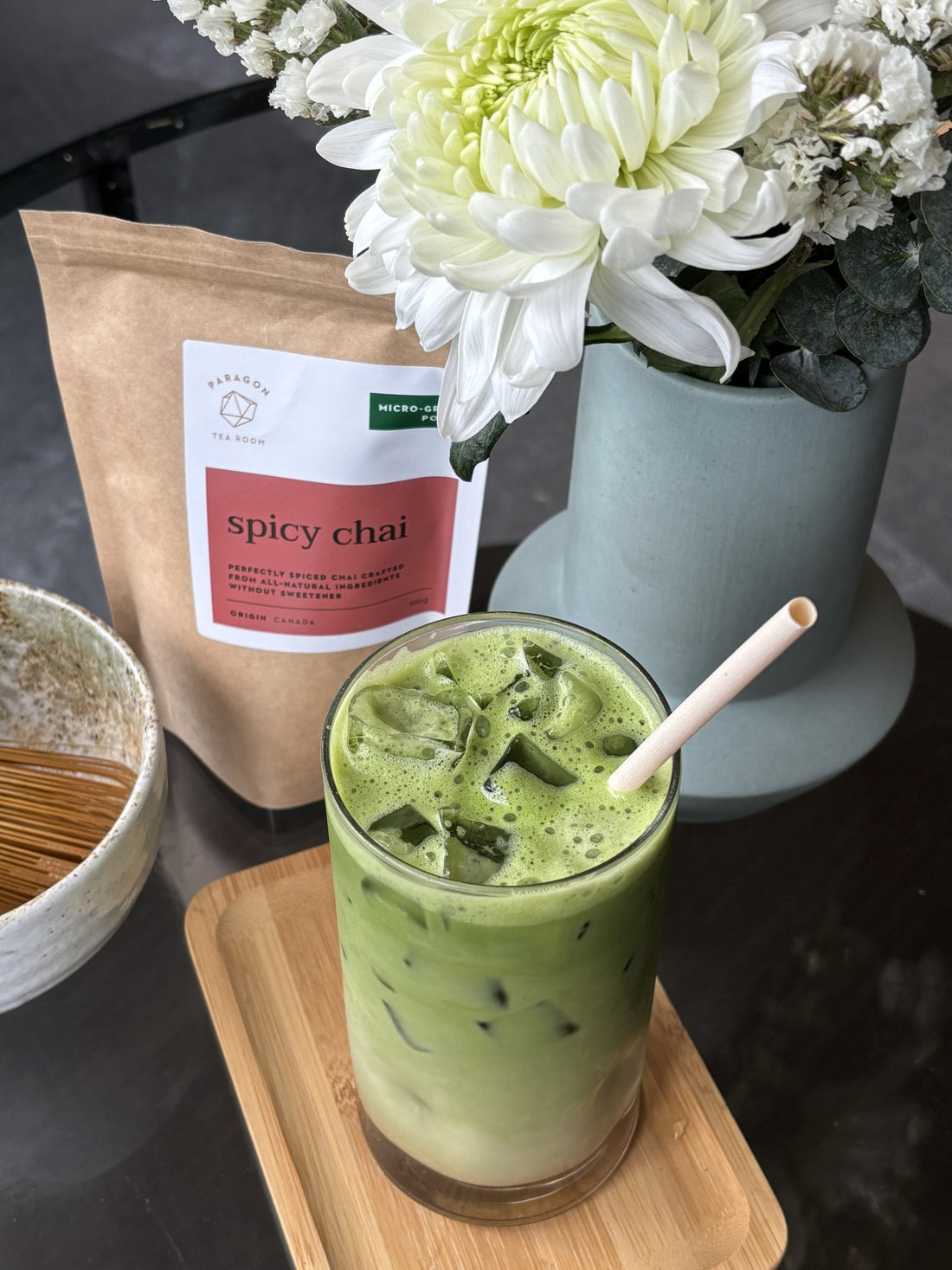 Cinnamon-y Iced Matcha Chai