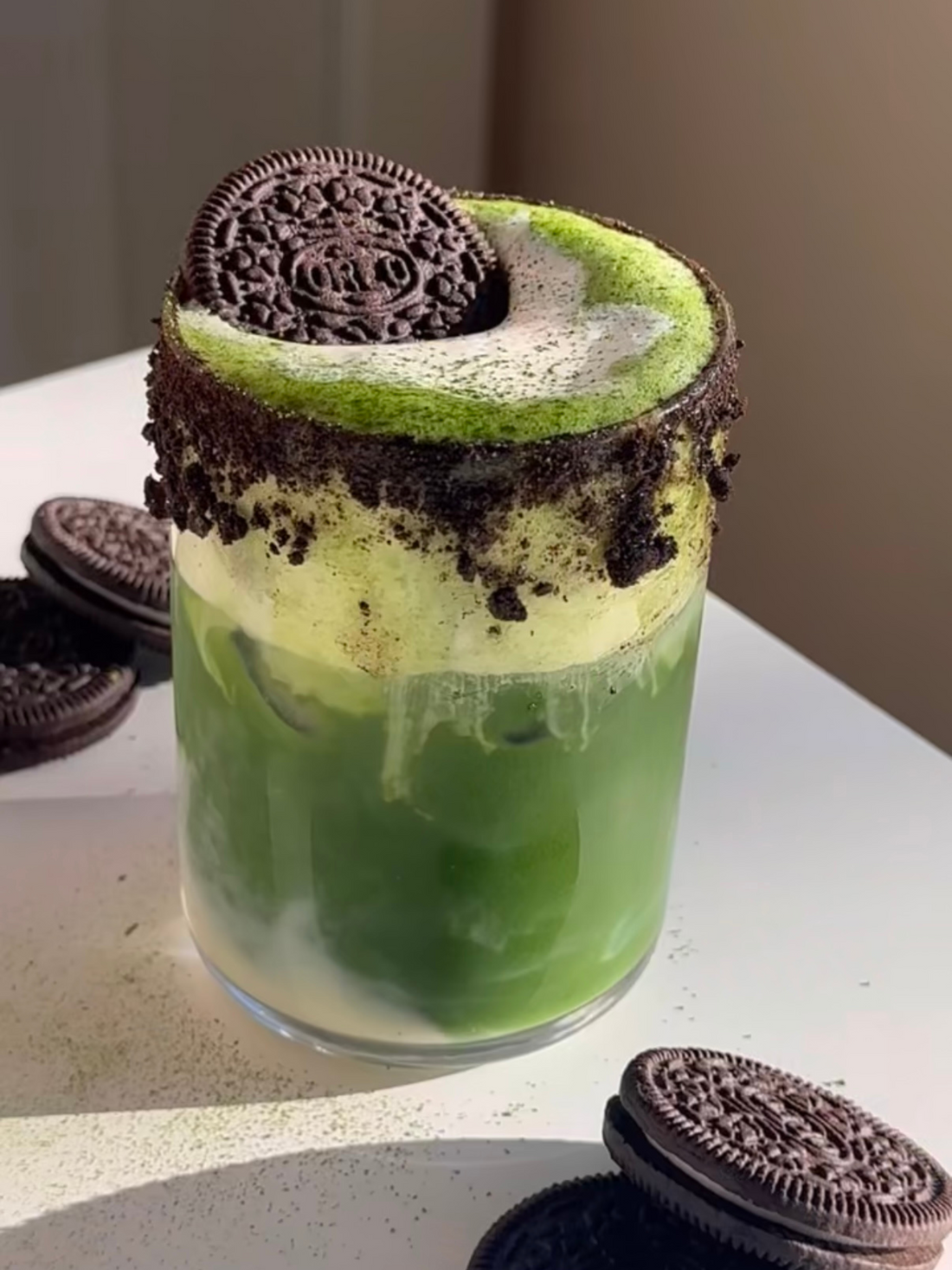 Iced Matcha Oreo Cheesecake