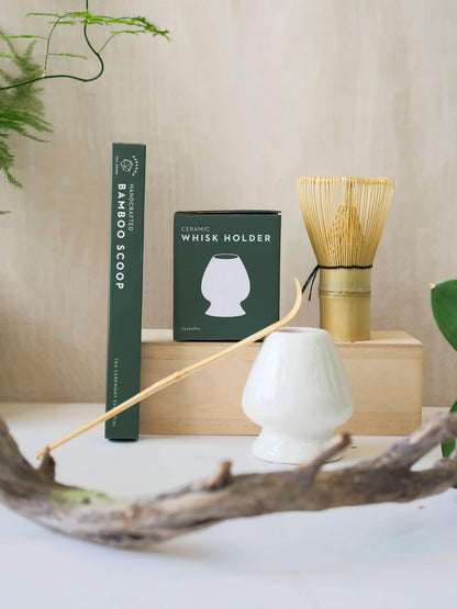 Bamboo Whisk + Scoop + Holder Set