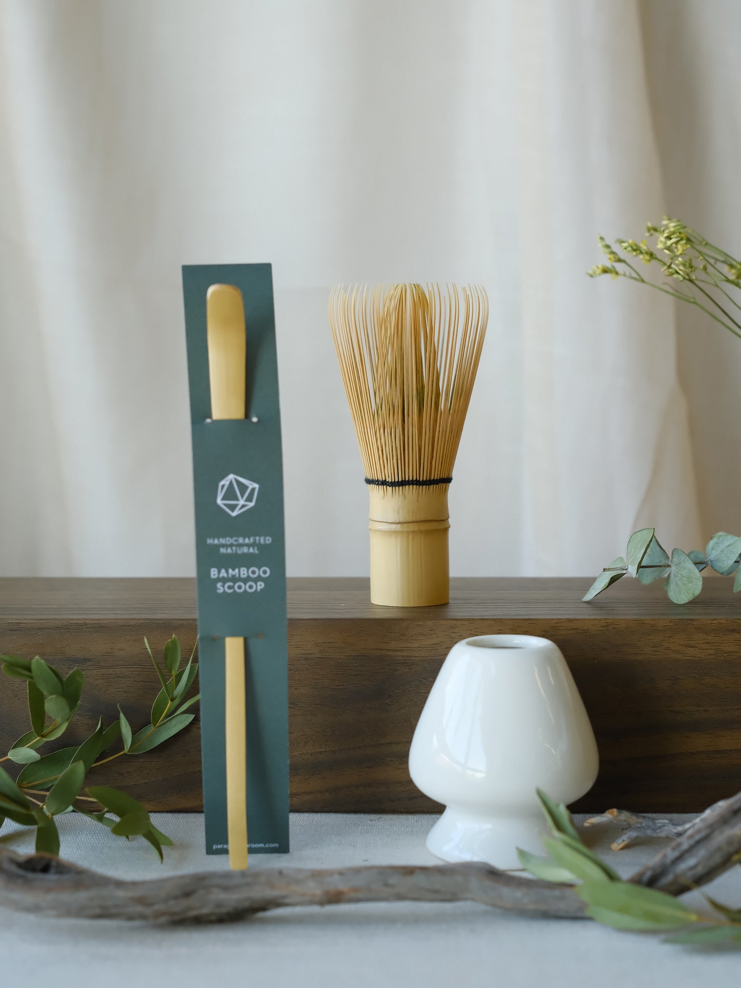 BOGO - Bamboo Whisk + Scoop + Holder Set